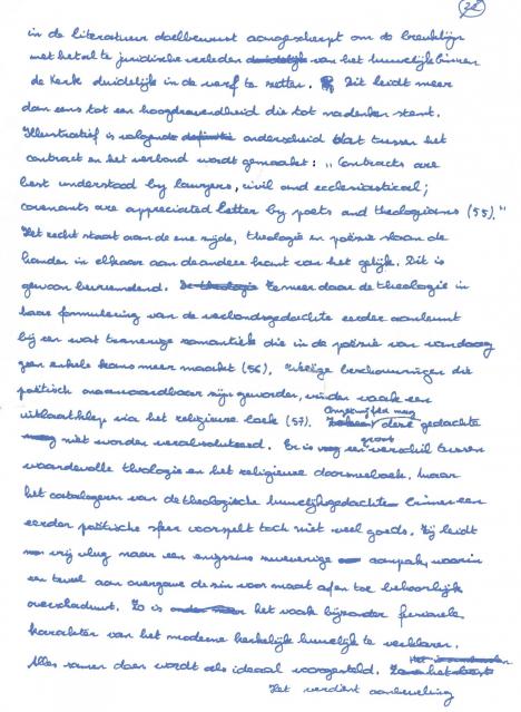 Een pagina uit de handgeschreven thesis van Rik Torfs.